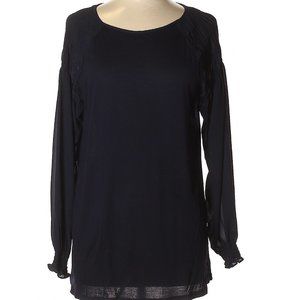 ANN TAYLOR LOFT Ink Blue Ruched-Shoulders Blouse